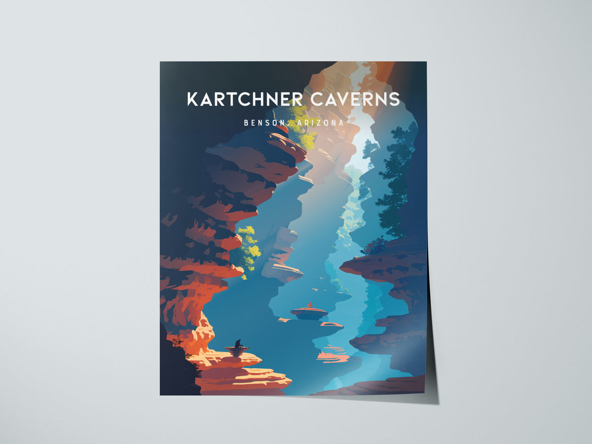 Kartchner Caverns, Benson, Arizona Poster | Underground Cave Destination Print Wall Art — giclée print detail on matte paper