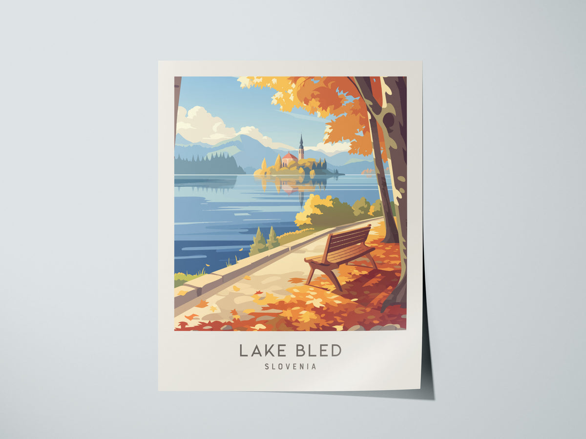 Lake Bled Matte Border Poster | Slovenia Travel Wall Art — giclée print detail on matte paper