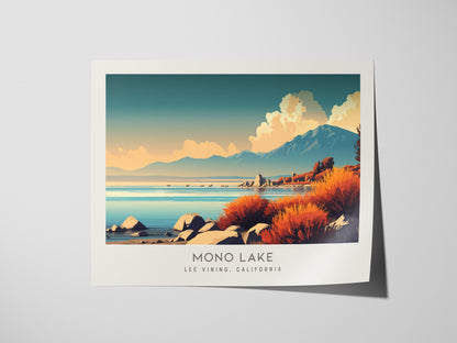 Mono Lake Landscape Matte Border Poster | Lee Vining, California Framed or Unframed Desert Lake Print — giclée print detail o