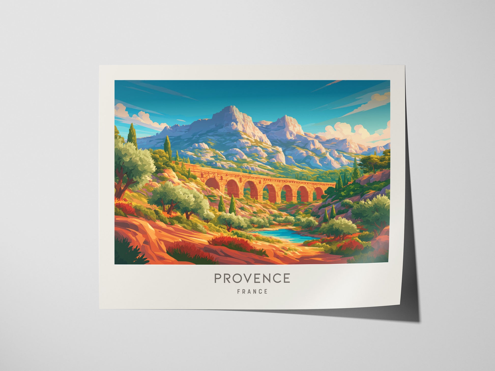 Provence Landscape Matte Border Poster | France Travel Wall Art — giclée print detail on matte paper