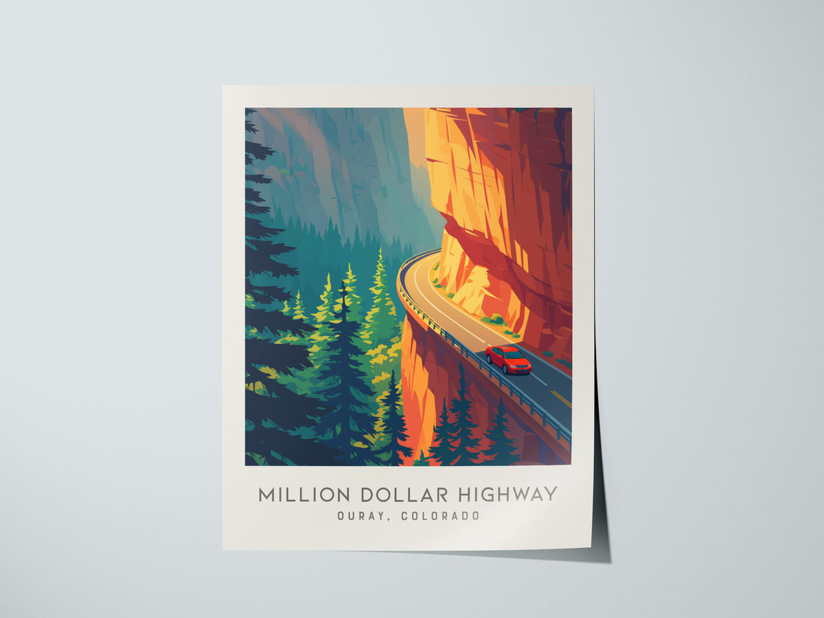 Million Dollar Highway Matte Border Poster | Ouray, Colorado Destination Print — giclée print detail on matte paper