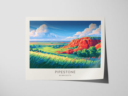 Pipestone Landscape Matte Border Poster | Minnesota Vacation Wall Art — giclée print detail on matte paper
