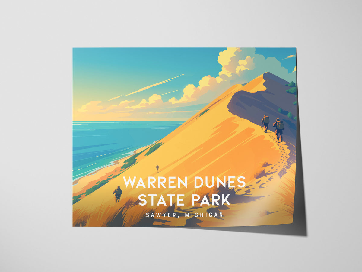 Warren Dunes State Park Landscape Poster | Sawyer, Michigan Travel Wall Art — giclée print detail on matte paper