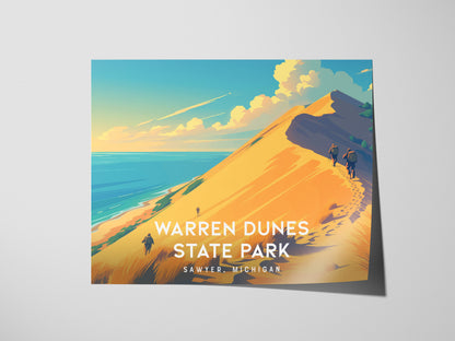 Warren Dunes State Park Landscape Poster | Sawyer, Michigan Travel Wall Art — giclée print detail on matte paper