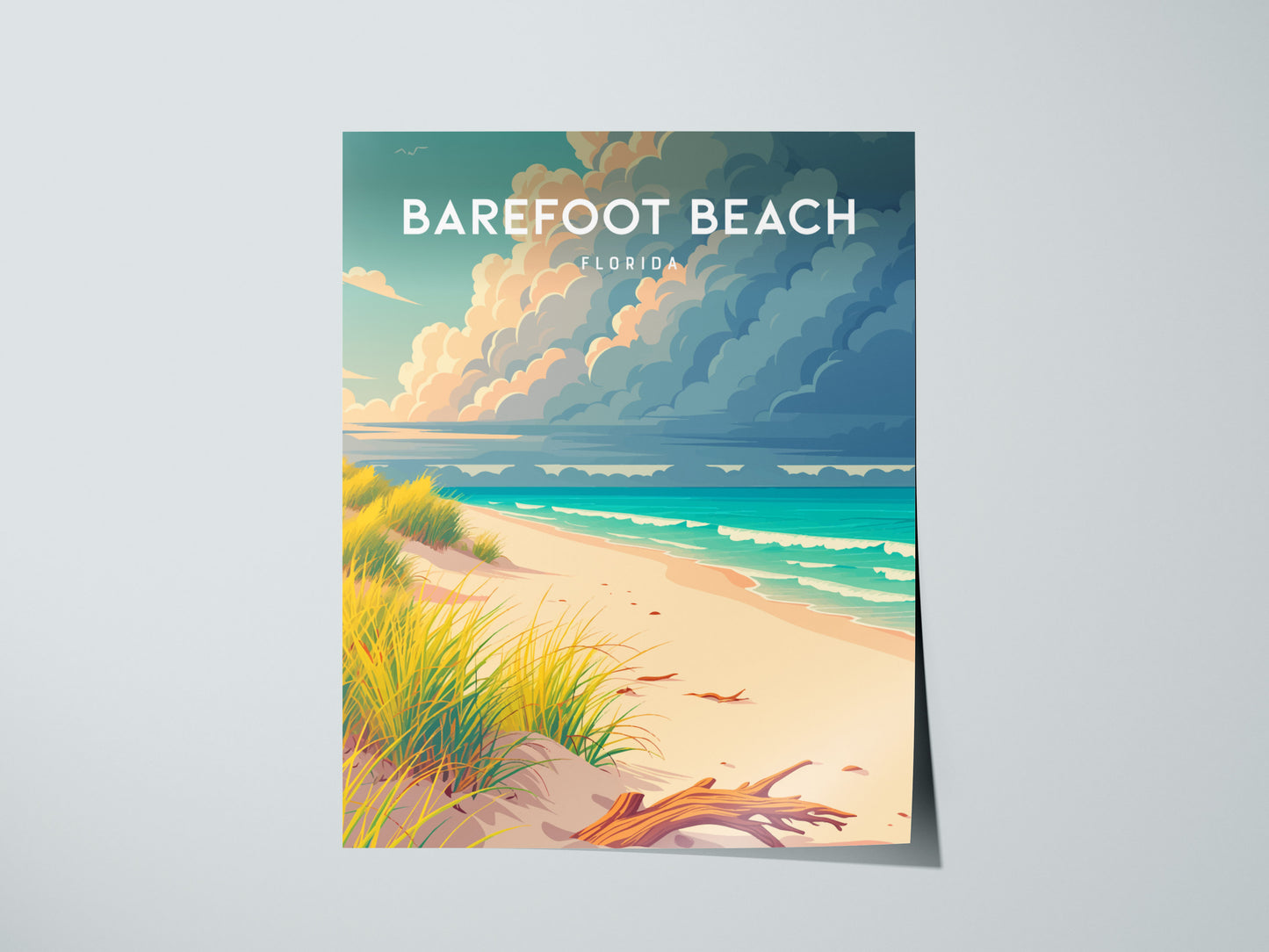 Barefoot Beach, Florida Poster | Sun-Drenched Gulf Coast Art Wall Art — giclée print detail on matte paper