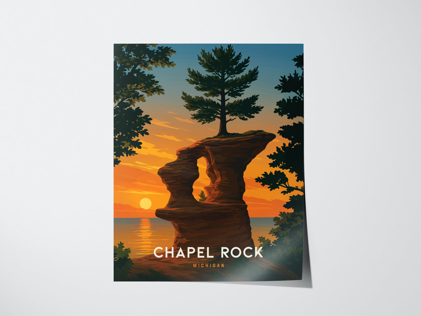 Chapel Rock Michigan Poster | Pictured Rocks Lake Superior Wall Art | Framed or Unframed