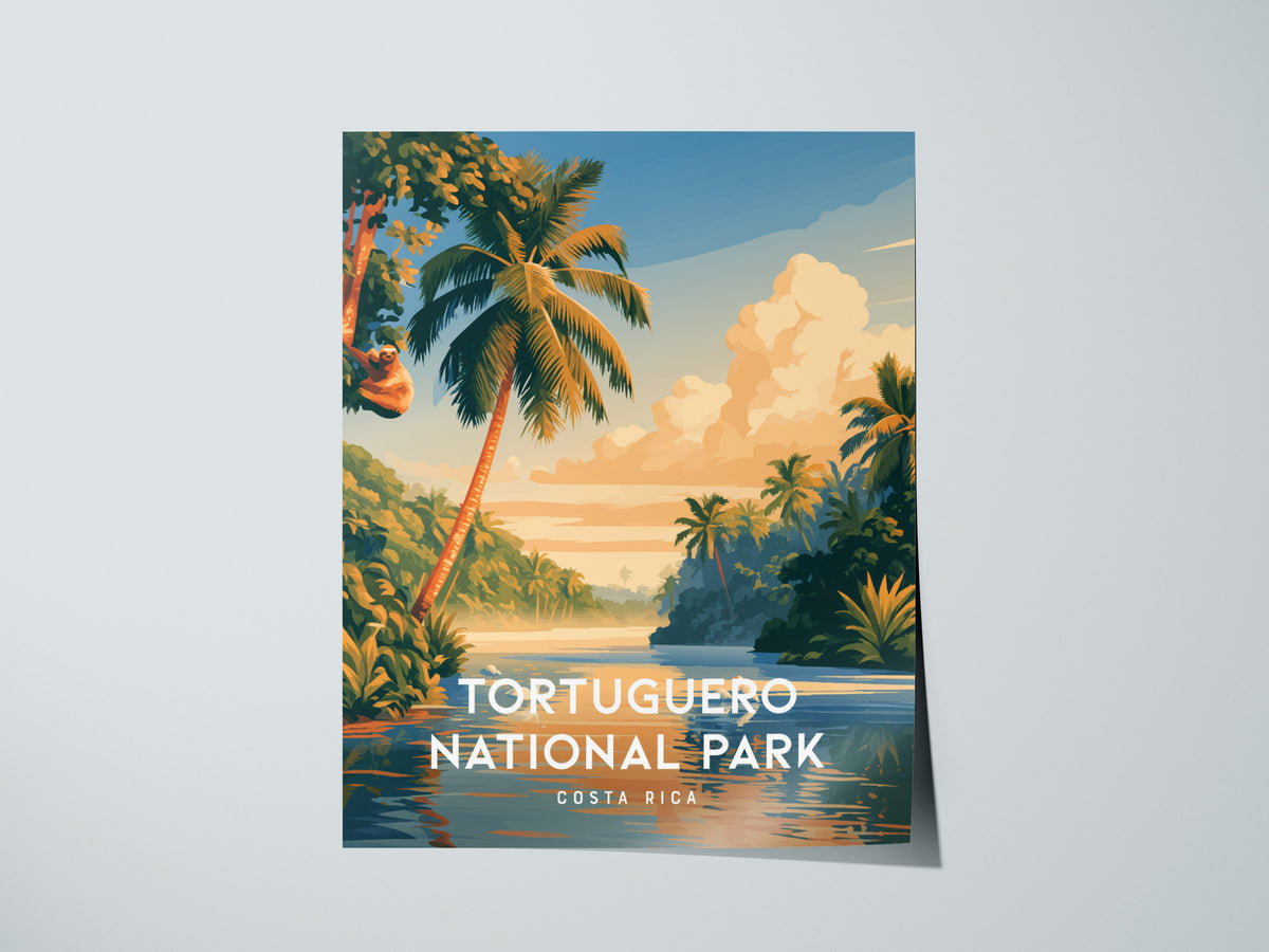 Tortuguero National Park, Costa Rica Poster | Sea Turtle & Rainforest Canal Wall Art — giclée print detail on matte paper