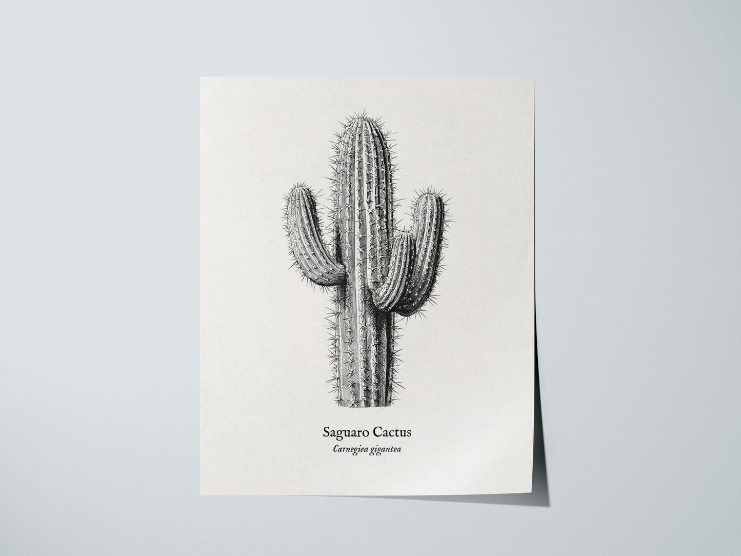 Saguaro Cactus Poster | Vintage Carnegiea gigantea Botanical Illustration Wall Art — giclée print detail on matte paper