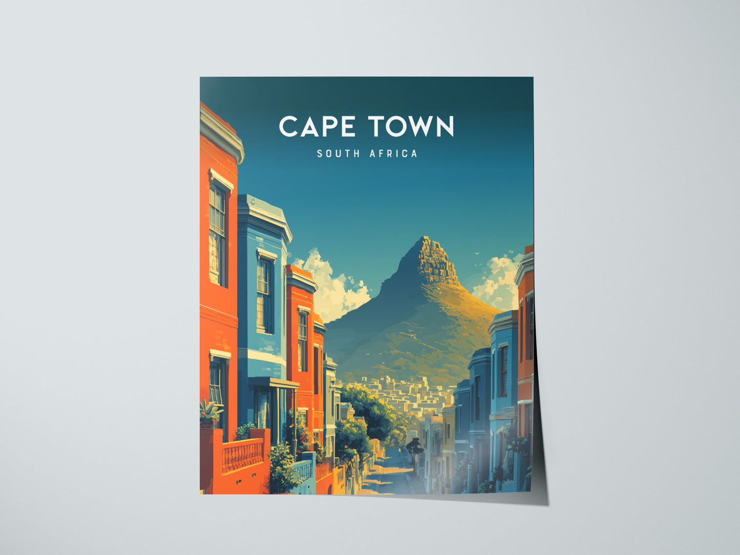 Cape Town, South Africa Poster | Table Mountain & Coastal Beach Decor Wall Art — giclée print detail on matte paper