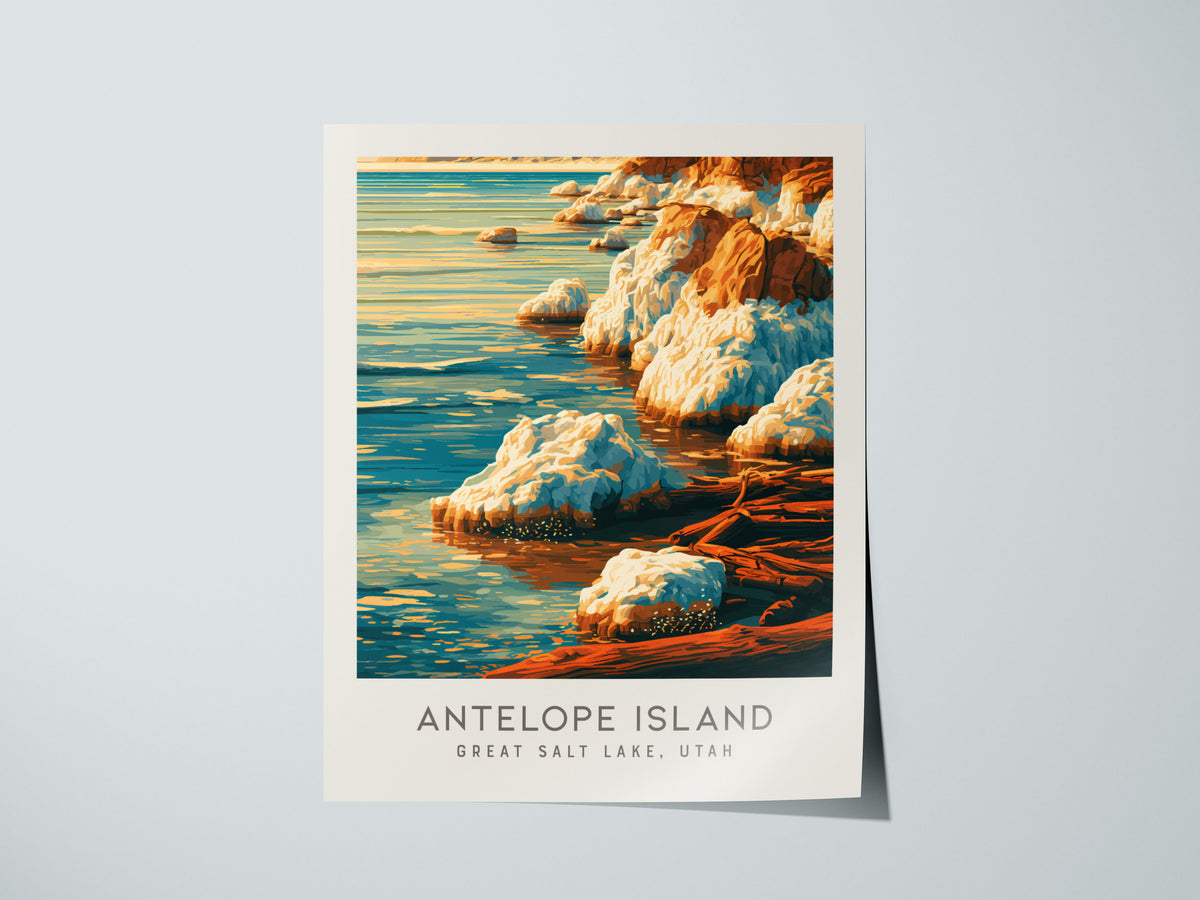 Antelope Island Matte Border Poster | Great Salt Lake, Utah Travel Wall Art — giclée print detail on matte paper