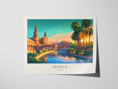 Seville Landscape Matte Border Poster | Spain Framed or Unframed Travel Gift Wall Art — giclée print detail on matte paper