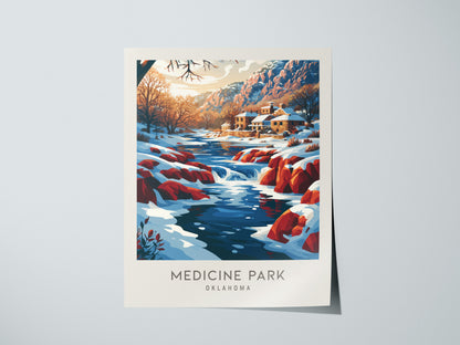 Medicine Park Matte Border Poster | Oklahoma Destination Print Travel Wall Art — giclée print detail on matte paper