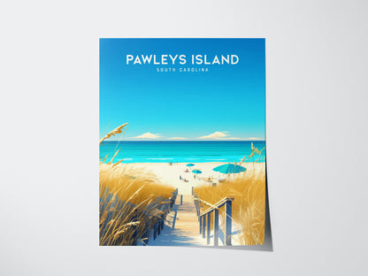 Pawleys Island South Carolina Poster | Coastal Beach Wall Art Print