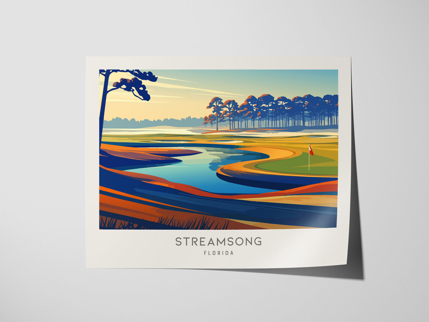 Streamsong Landscape Matte Border Poster | Florida Travel Wall Art — giclée print detail on matte paper