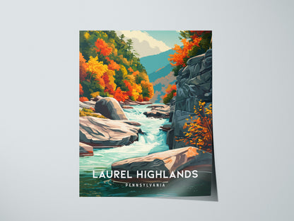 Laurel Highlands, Pennsylvania Poster | Mountain Forest Retreat Framed or Unframed Wall Art — giclée print detail on matte pa