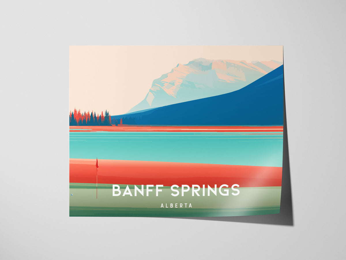 Banff Springs, Alberta Landscape Poster | Links Poster & Framed or Unframed Wall Art — giclée print detail on matte paper