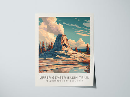 Upper Geyser Basin Trail Matte Border Poster | Yellowstone National Park Destination Print — giclée print detail on matte pap