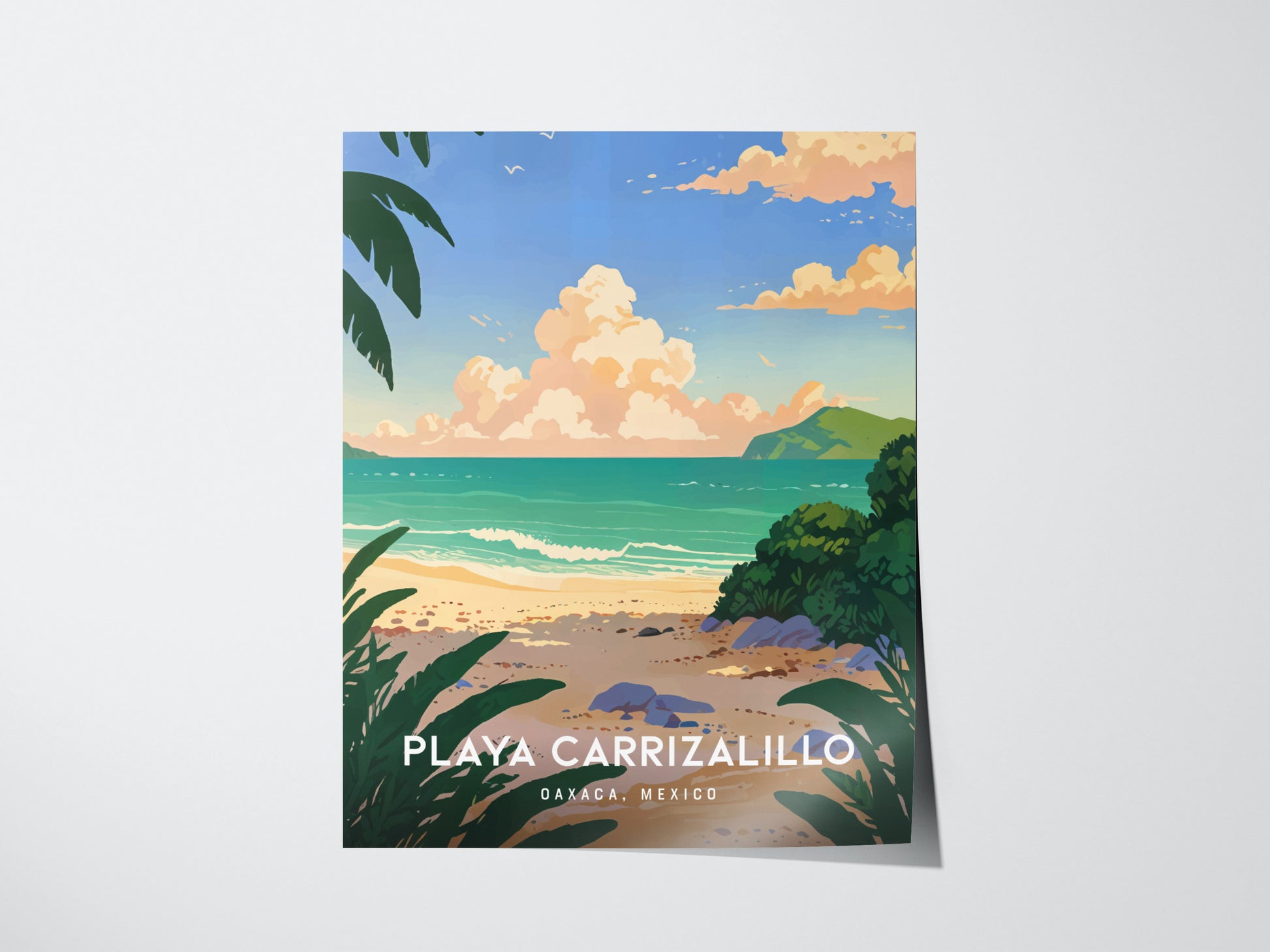 Playa Carrizalillo Poster | Puerto Escondido Oaxaca | Mexico Beach Art