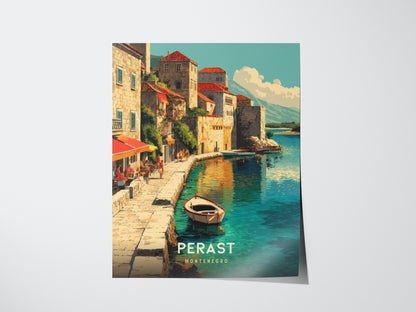 Perast Montenegro Poster | Bay of Kotor Coastal Wall Art Print