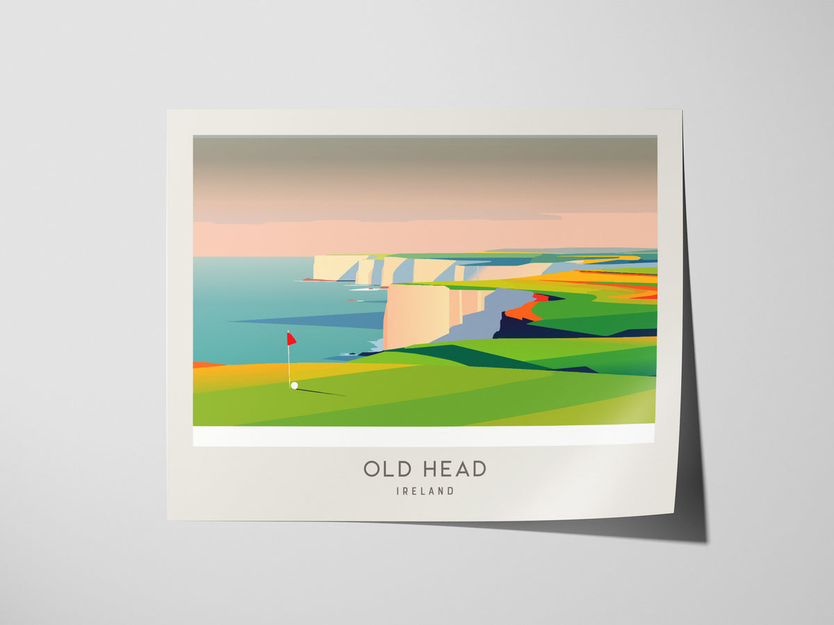 Old Head Landscape Matte Border Poster | Ireland Country Club Decor & Golf Wall Art — giclée print detail on matte paper