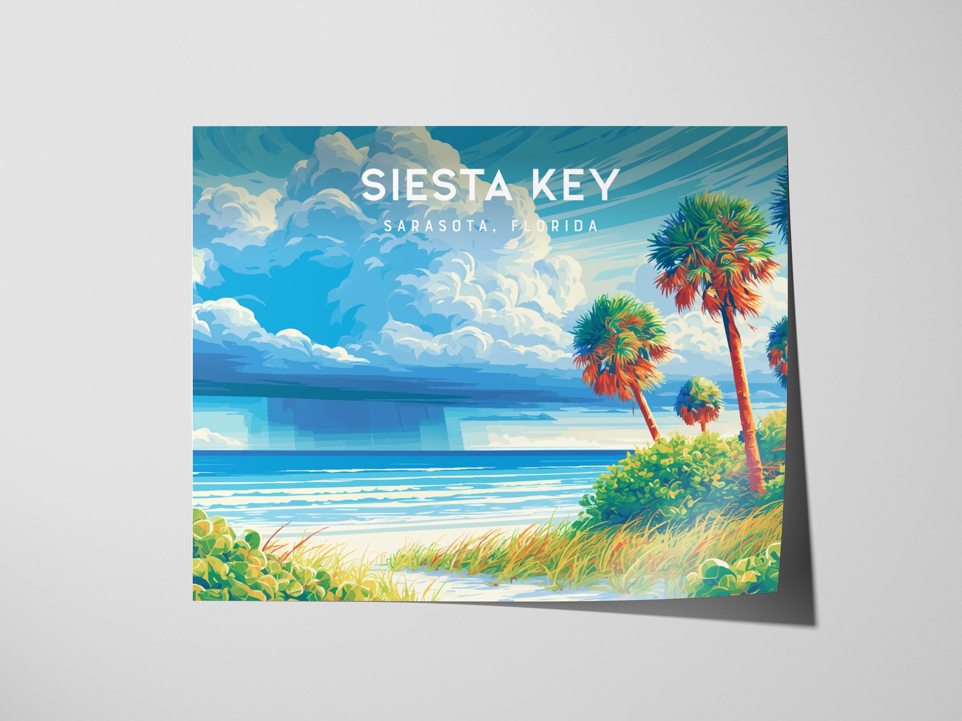Siesta Key Landscape Poster | Sarasota, Florida Travel Wall Art — giclée print detail on matte paper