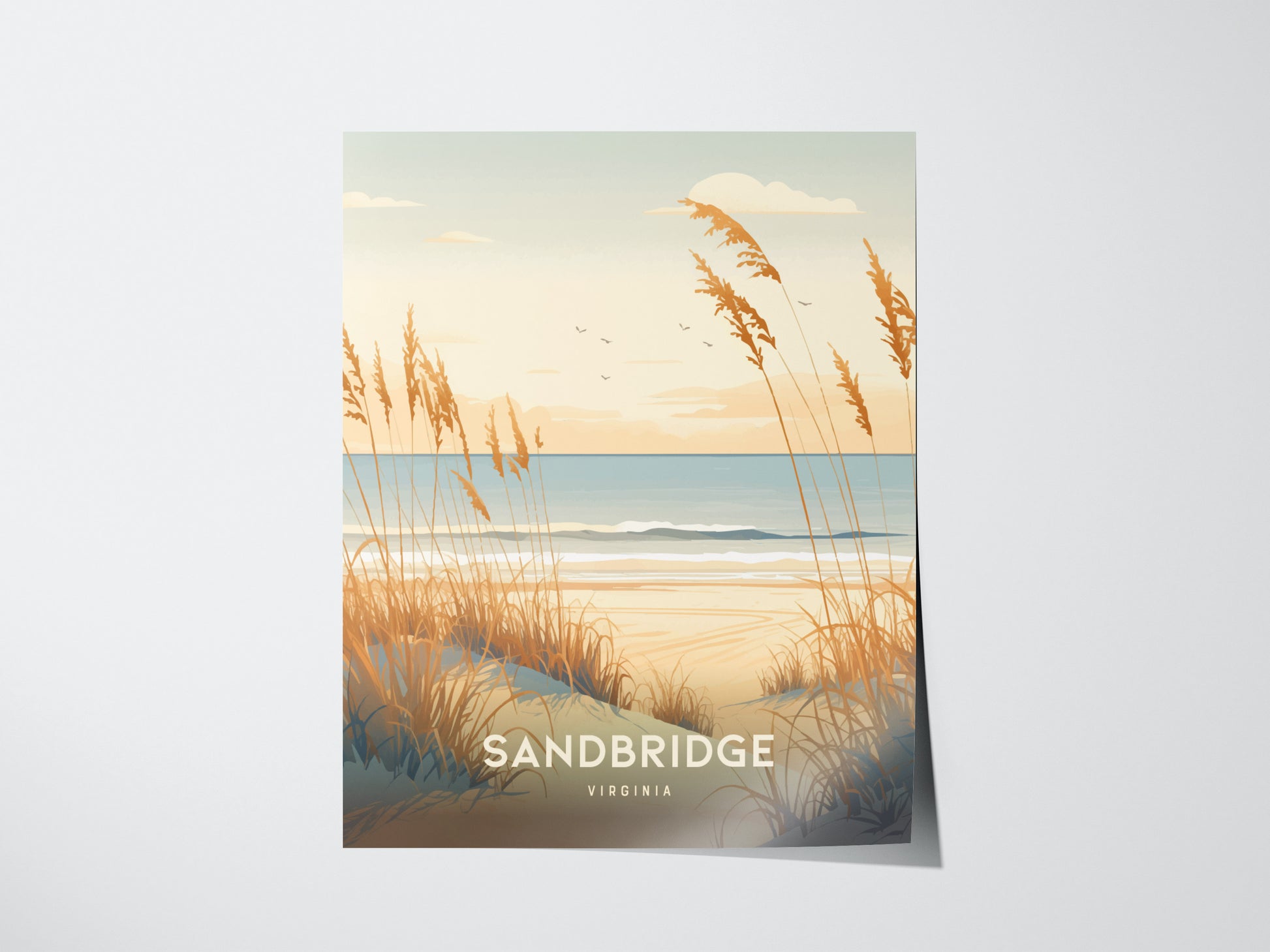 Sandbridge Poster | Virginia Beach Art | Coastal Dunes Sunrise VA Print