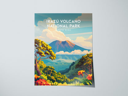 Irazú Volcano National Park, Costa Rica Poster | Crater Lake & Misty Summit Wall Art — giclée print detail on matte paper