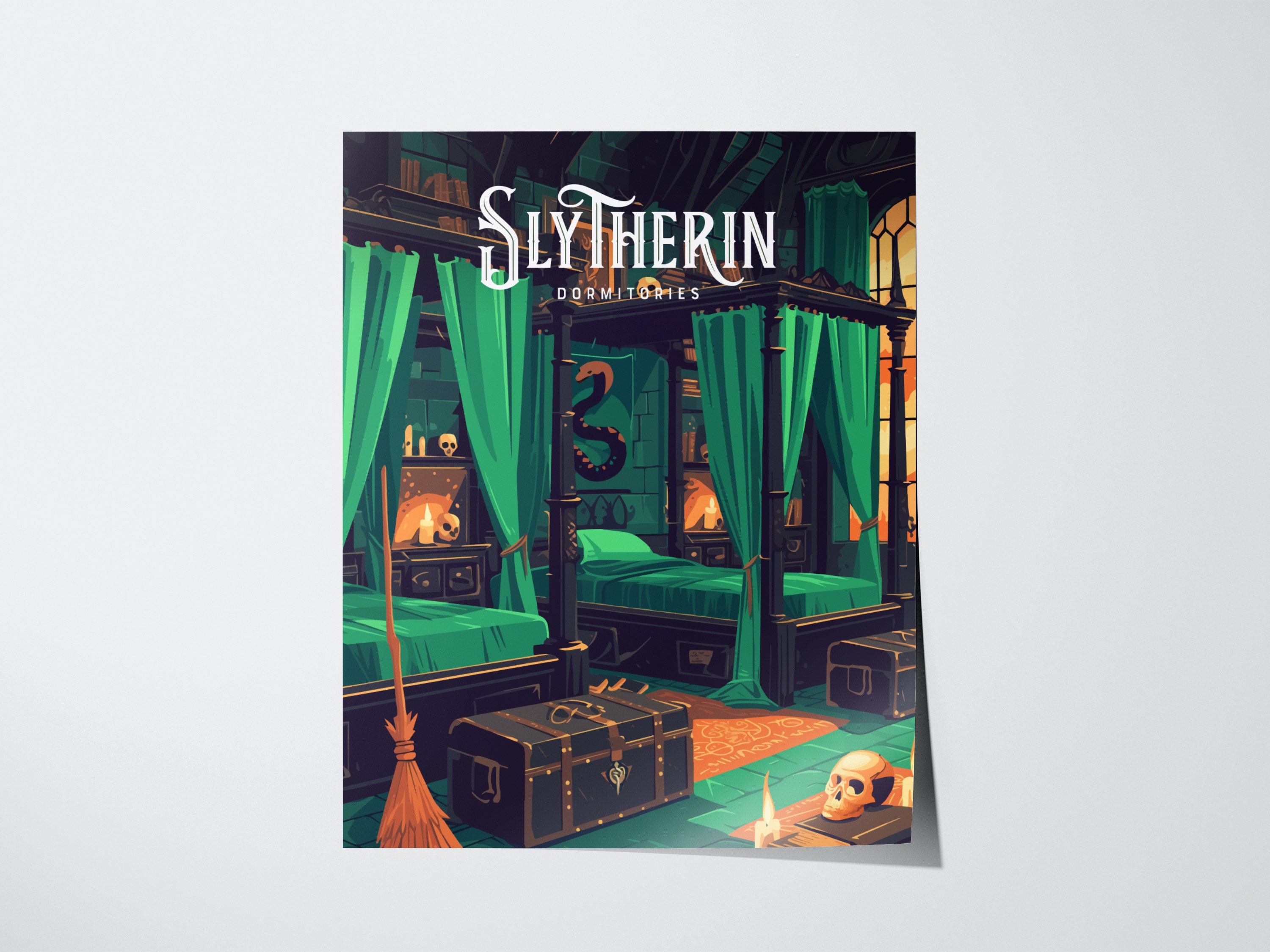 Slytherin Poster | Harry Potter Hogwarts Dorm Art | Wizarding