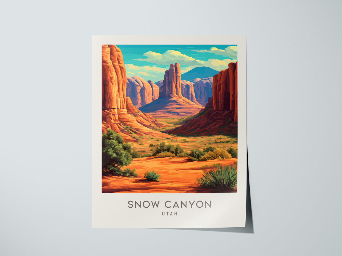 Snow Canyon Matte Border Poster | Utah Travel Wall Art — giclée print detail on matte paper