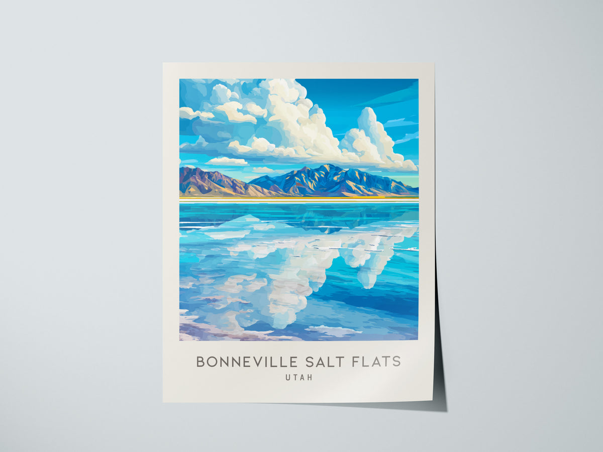 Bonneville Salt Flats Matte Border Poster | Utah Destination Print Travel Wall Art — giclée print detail on matte paper