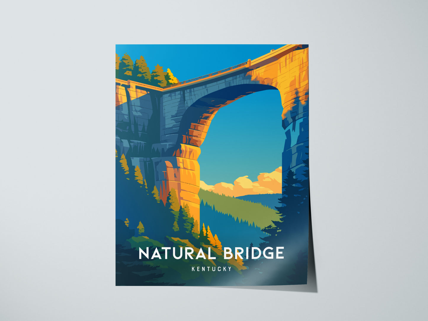 Natural Bridge, Kentucky Poster | Ancient Stone Arch Forest Wall Art — giclée print detail on matte paper