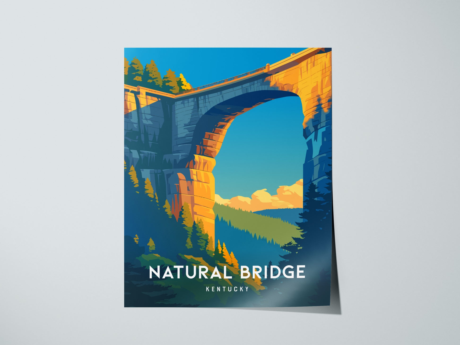Natural Bridge, Kentucky Poster | Ancient Stone Arch Forest Wall Art — giclée print detail on matte paper