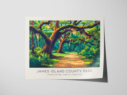James Island County Park Landscape Matte Border Poster | Charleston, South Carolina Travel Wall Art — giclée print detail on