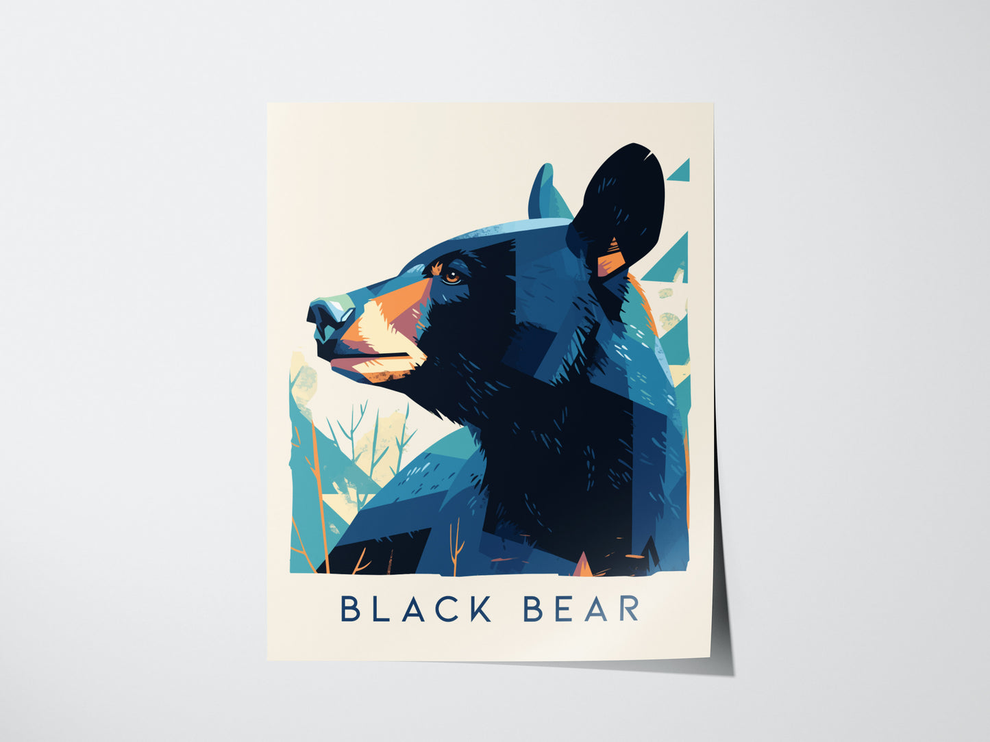 Black Bear Poster | Modern Wildlife Wall Art | Framed or Unframed