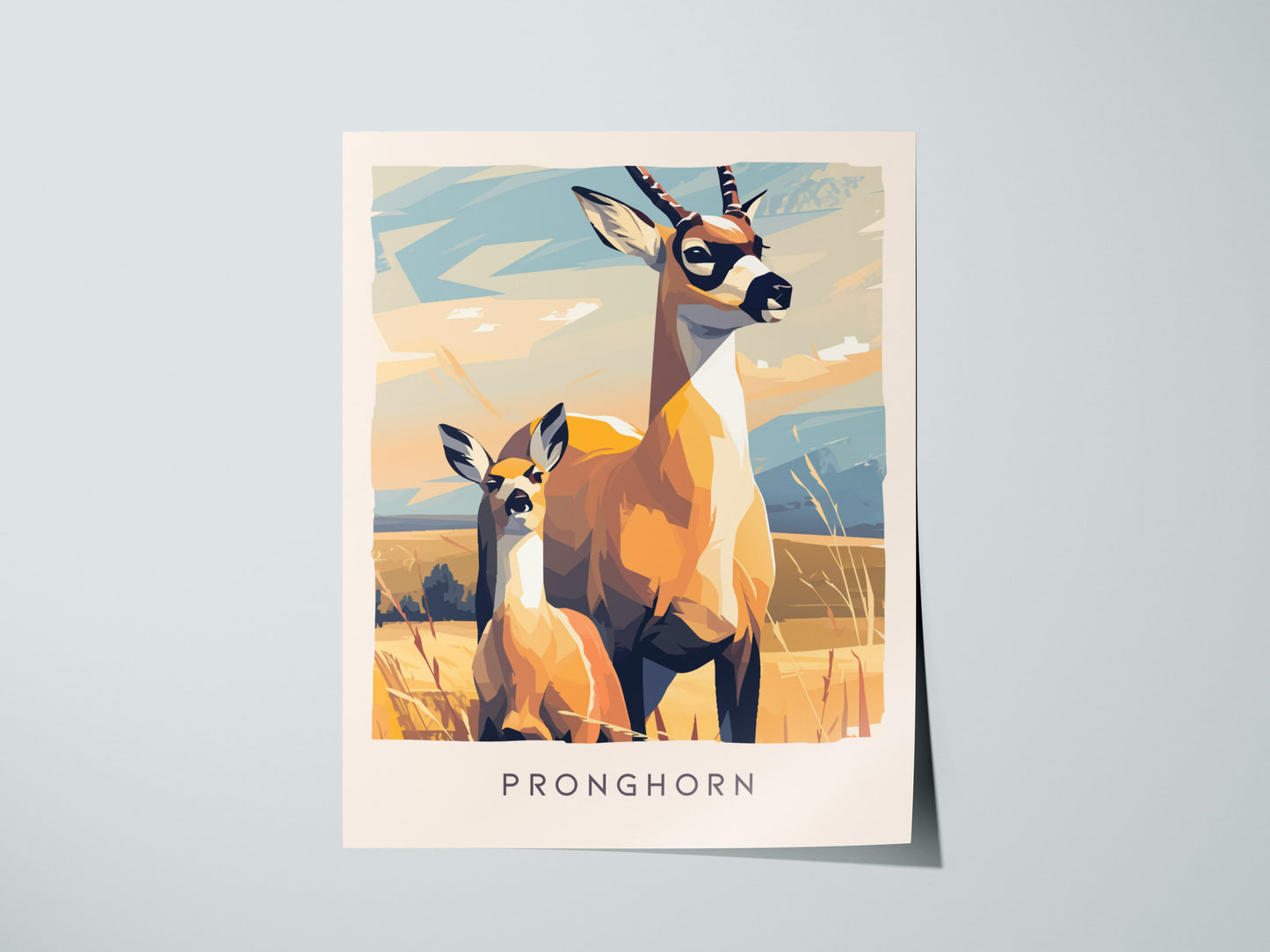 Pronghorn, Antilocapra americana Poster | Prairie Wildlife Wall Art — giclée print detail on matte paper