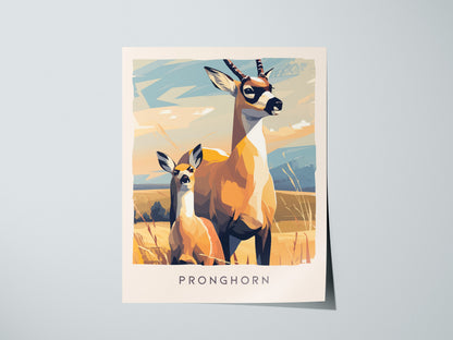 Pronghorn, Antilocapra americana Poster | Prairie Wildlife Wall Art — giclée print detail on matte paper