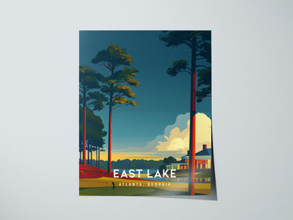 East Lake Golf Club, Atlanta, Georgia Poster | Iconic Fairways & Clubhouse Wall Art — giclée print detail on matte paper