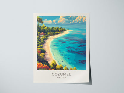 Cozumel Matte Border Poster | Mexico Coastal Beach Decor Vacation Wall Art — giclée print detail on matte paper