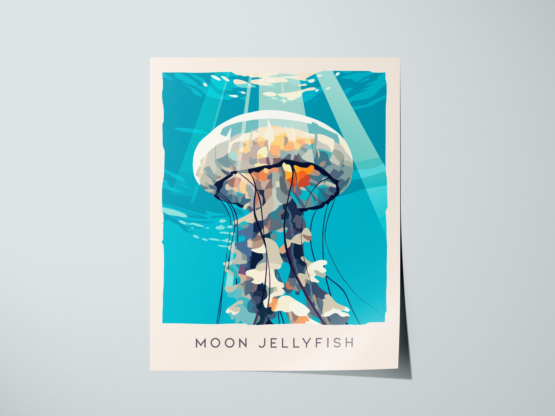 Moon Jellyfish Poster | Ethereal Ocean Drifters Wildlife Wall Art — giclée print detail on matte paper