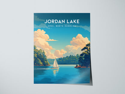 Jordan Lake, Apex, North Carolina Poster | Lakeside Serenity Travel Wall Art — giclée print detail on matte paper