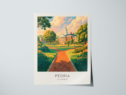 Peoria Matte Border Poster | Illinois Destination Print Travel Wall Art — giclée print detail on matte paper