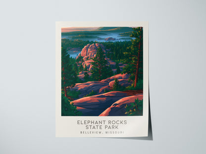 Elephant Rocks State Park Matte Border Poster | Belleview, Missouri Destination Print — giclée print detail on matte paper