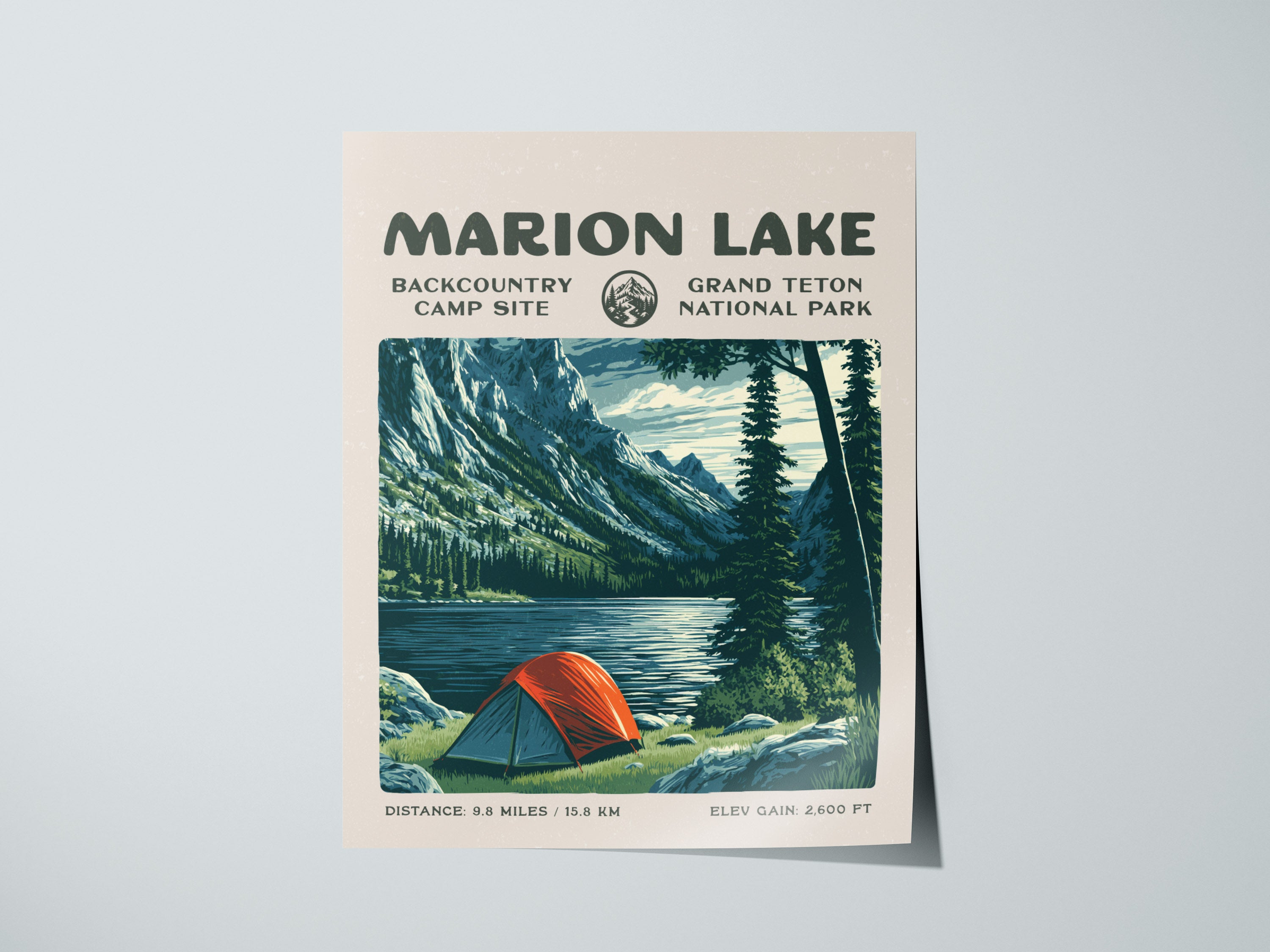 アートポスター Le pêcheur Marion Bretagne Marion Lake, Grand Teton Poster | Hiker Gift | Alpine Wilderness