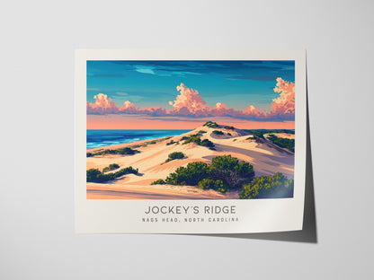 Jockey's Ridge Landscape Matte Border Poster | Nags Head, North Carolina Vacation Wall Art — giclée print detail on matte pap