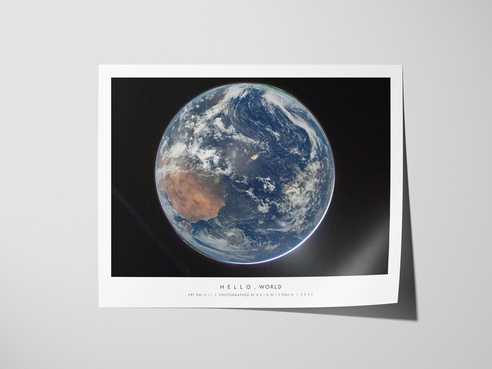 Hello, World Landscape Poster | NASA Artemis II Space Photography Wall Art — giclée print detail on matte paper