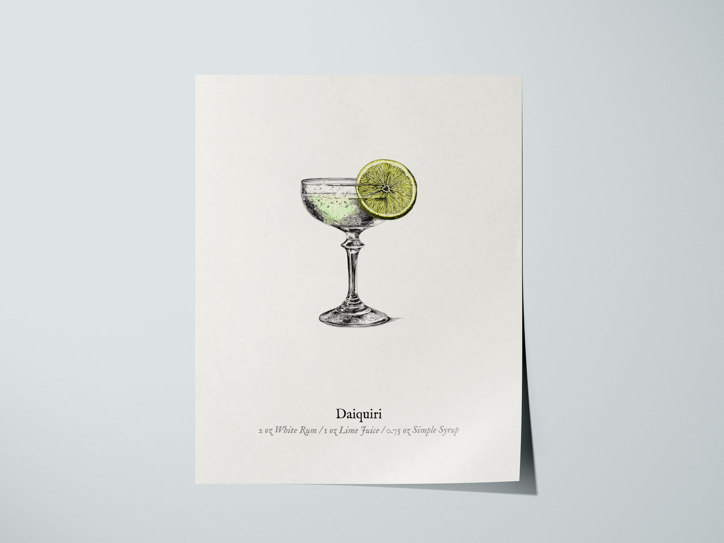 Daiquiri Poster | Vintage Cocktail Scientific Illustration Wall Art — giclée print detail on matte paper