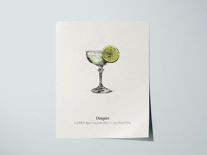 Daiquiri Poster | Vintage Cocktail Scientific Illustration Wall Art — giclée print detail on matte paper