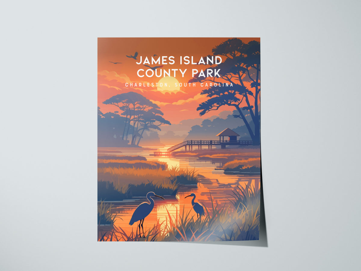 James Island County Park, Charleston, South Carolina Poster | Coastal Beach Decor Wall Art — giclée print detail on matte pap