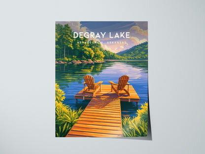 DeGray Lake, Arkadelphia, Arkansas Poster | Lakeside Serenity Travel Wall Art — giclée print detail on matte paper