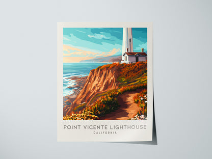 Point Vicente Lighthouse Matte Border Poster | California Travel Wall Art — giclée print detail on matte paper